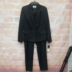 Le Suit Black Blue Pinstripe Suit